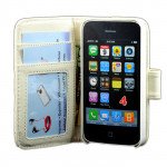 Wholesale iPhone 4S / 4 Square Flip Leather Wallet Case  (White)